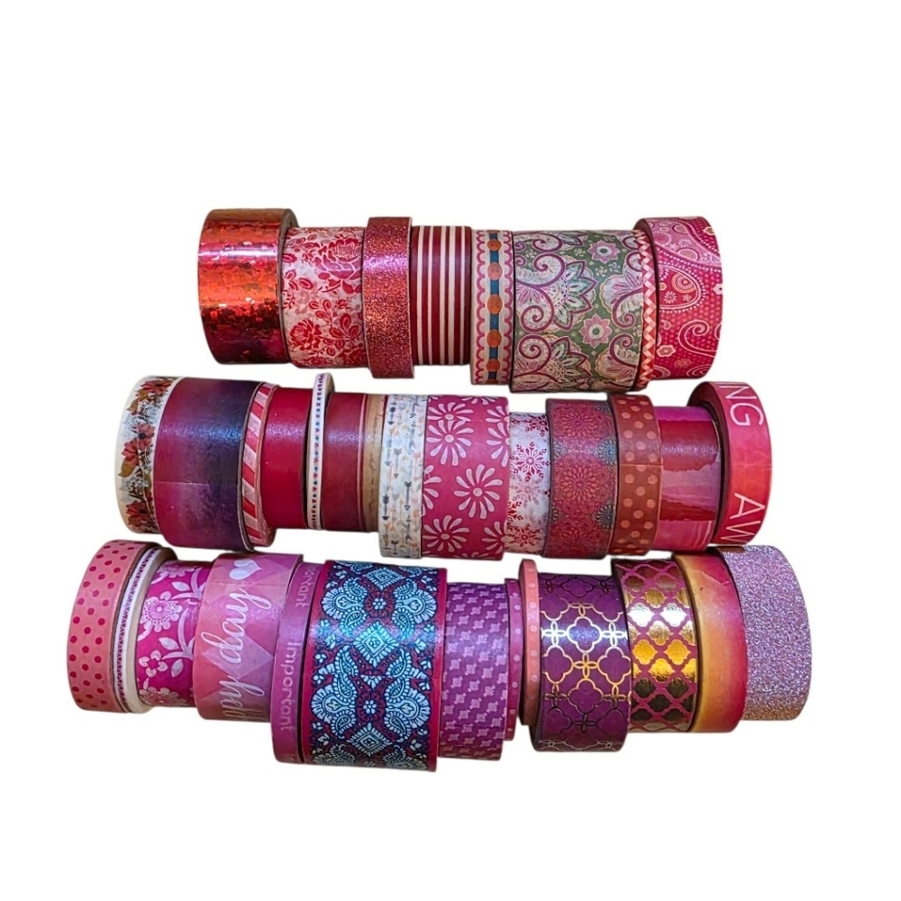 ​34pc Washi & Masking Mega Bundle - Pink, Red & Berry - Scotch & Glitter